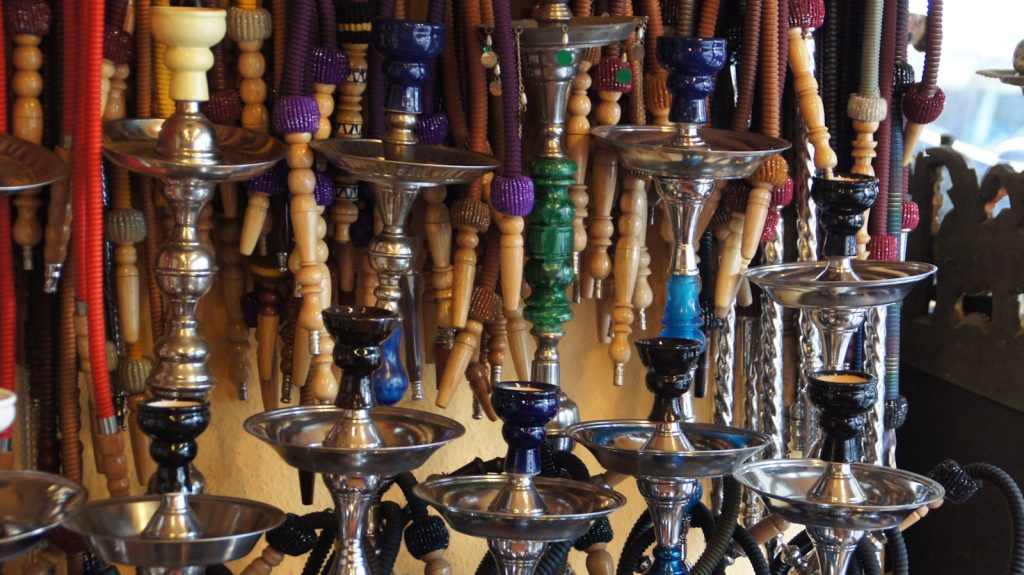 Collection of ornate hookahs for sale